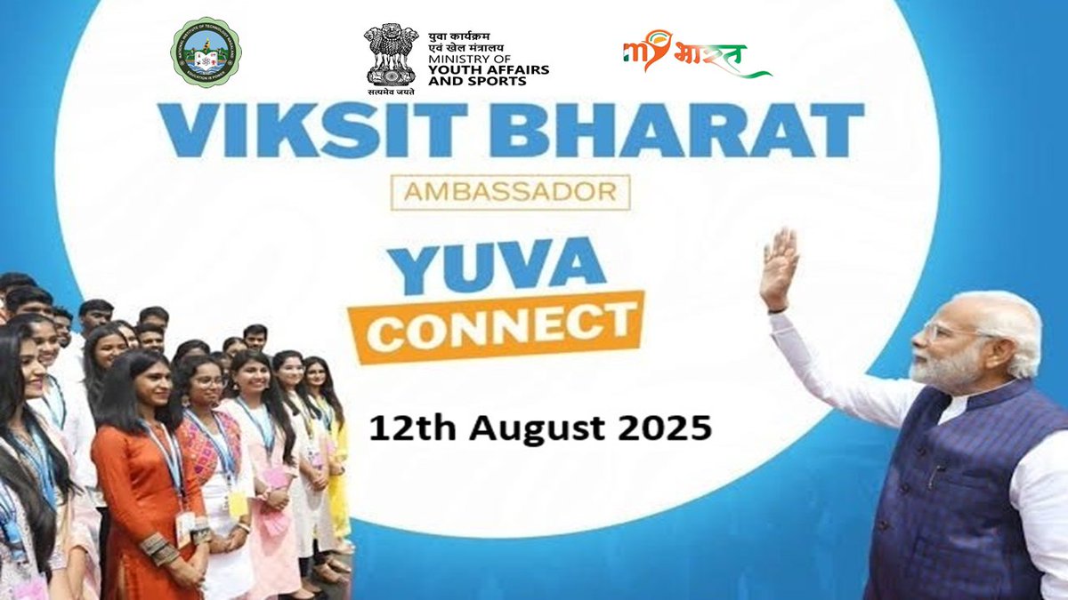 NagalandNit's tweet photo. Join us in celebrating International Youth Day on 12th August 2025 with the Viksit Bharat Yuva Connect Programme (VBYCP), organized under Mera Yuva Bharat (MY Bharat) 🇮🇳
Let your voice be heard. Let your ideas shape the future.
#MYBharat #myas #ViksitBharat https://t.co/ghlUpI6nEZ