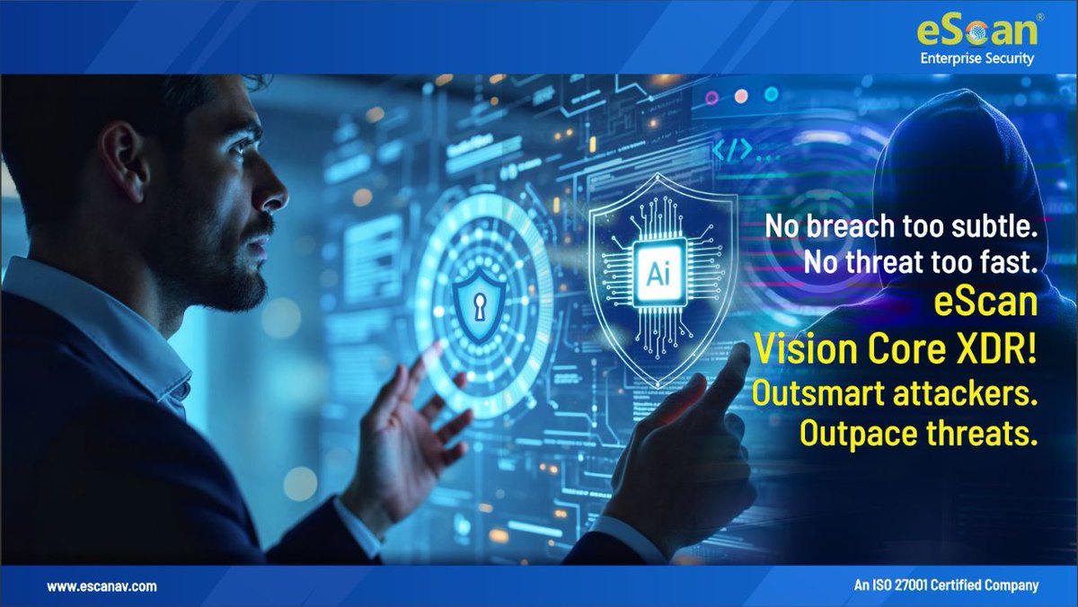 escan_tweet's tweet image. ⚡ No Breach Too Subtle. No Threat Too Fast.
Meet eScan Vision Core XDR – your ultimate cyber sentinel.
bit.ly/4mlh9BR
#eScanXDR #VisionCoreXDR #AdvancedThreatProtection #CyberDefense #ZeroDayProtection #XDRPower #NextGenSecurity #ThreatHunting #NoThreatUnseen
