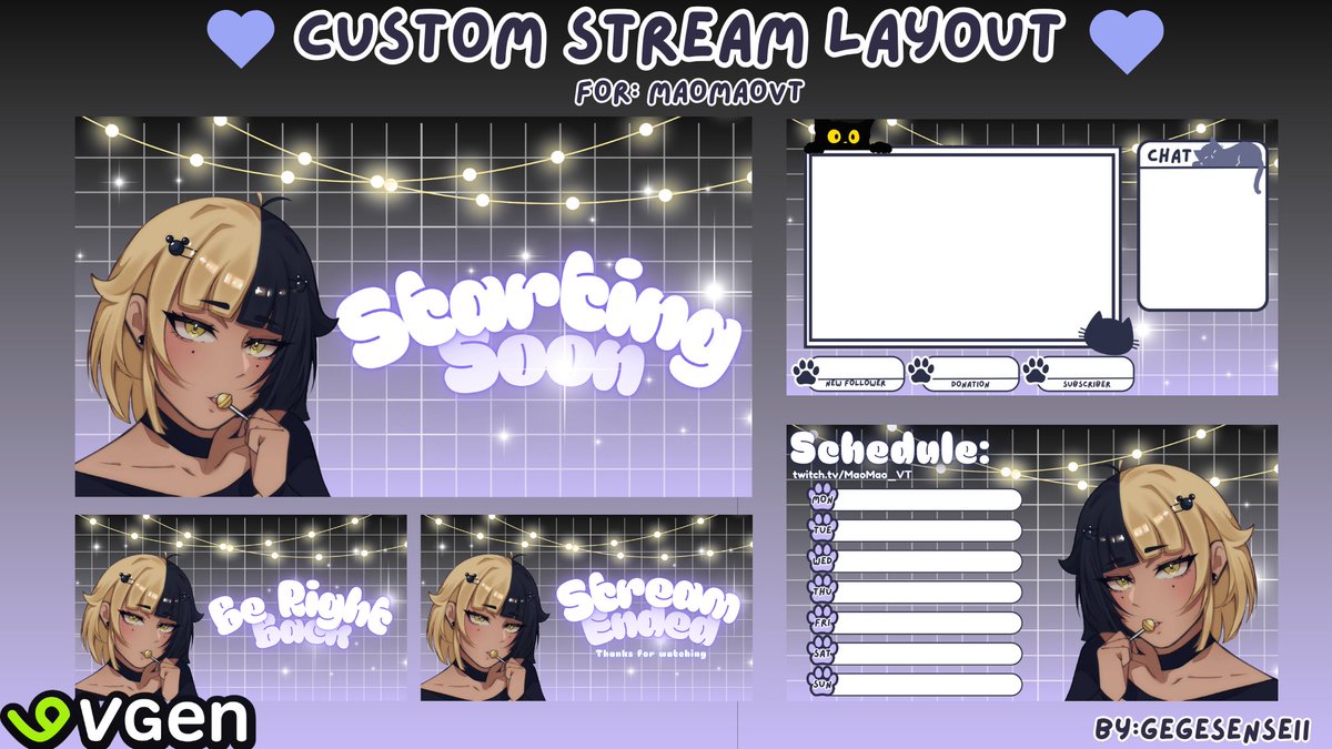 gegesenseii's tweet photo. Custom Stream Layout commissioned by @MaoMaoVT !! Thank you so much for trusting me ^^ 'Till our next time working together !!
Get yours now for only $20!
#streamlayouts #VTuber #commissionsopen https://t.co/ibiwCV5aDK