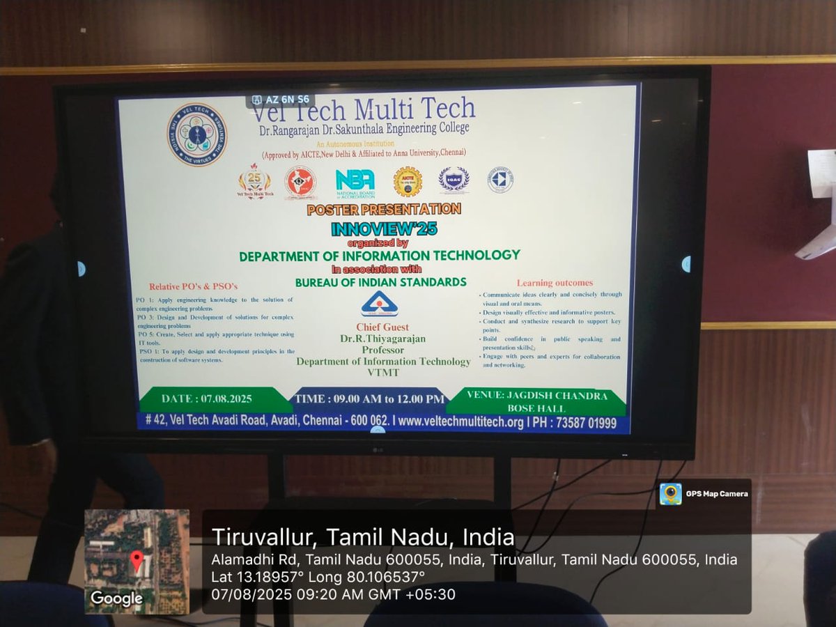 VelMultitech99's tweet image. The Department of IT, in association with BIS, organized Innoview&apos;25 Poster Presentation on August 7, 2025, led by Dr. R. Thiyagarajan. Students showcased creativity, teamwork, and impactful visual concepts.
#Innoview25 #VTMT #VelTechMultiTech #DepartmentOfIT #PosterPresentation