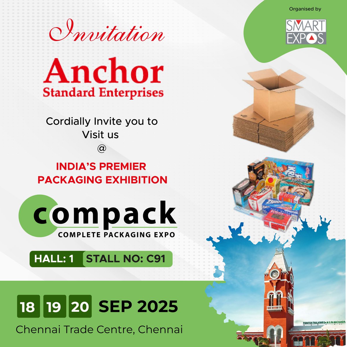 CompackExpo's tweet photo. Thrilled to welcome our Exhibitor – “Anchor Standard Enterprises”, to the 14th COMPACK Chennai!

Join us from 🗓️September 18-20📍Chennai Trade Centre, Tamil Nadu

📞 Contact us at: +91 72000 99049
📧 maria@smartexpos.in https://t.co/O5mPJSENtI