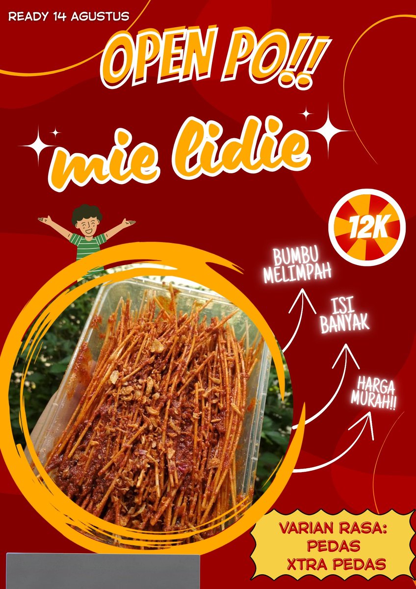 mayyooe's tweet image. HALOO SEMUUAA aku lagi buka PO mie lidie 🍝🫔 Buat yg orang Pekalongan bisa banget ikut PO nya ☃️ yg ga 1 dom sama akuu next aku bikin shopee 🍊 nya yaa biar kalian bisa nyobain jugaa 😋 MAKASII 🙏🏻 
yang minat bisa komen/dm 💌
#pekalongan #makanan