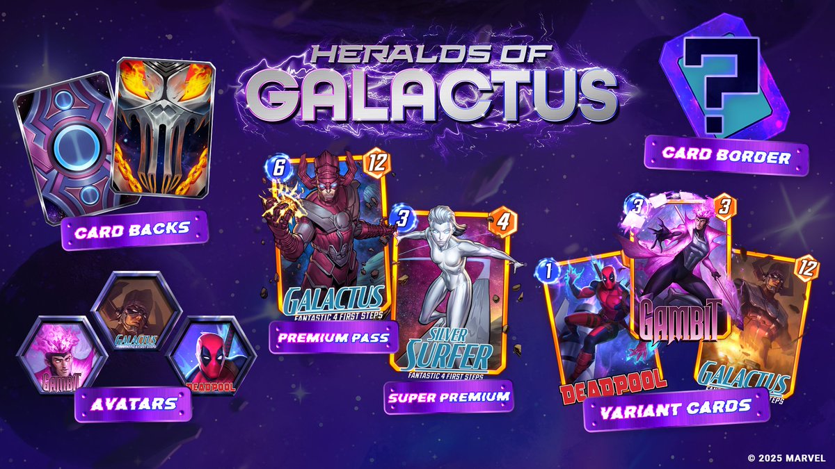 Thanks to <a href="/seconddinner/">Second Dinner</a> I'm giving away 2 <a href="/MARVELSNAP/">MARVEL SNAP</a> Heralds of Galactus Premium Season Passes!

For a chance to win:
🚶‍♂️Follow me on Twitter
🚶‍♀️Follow me on <a href="/Twitch/">Twitch</a> @ twitch.tv/comixfans
♥Like this post
♻Retweet this post
📢Reply with the card you want to make your Herald!