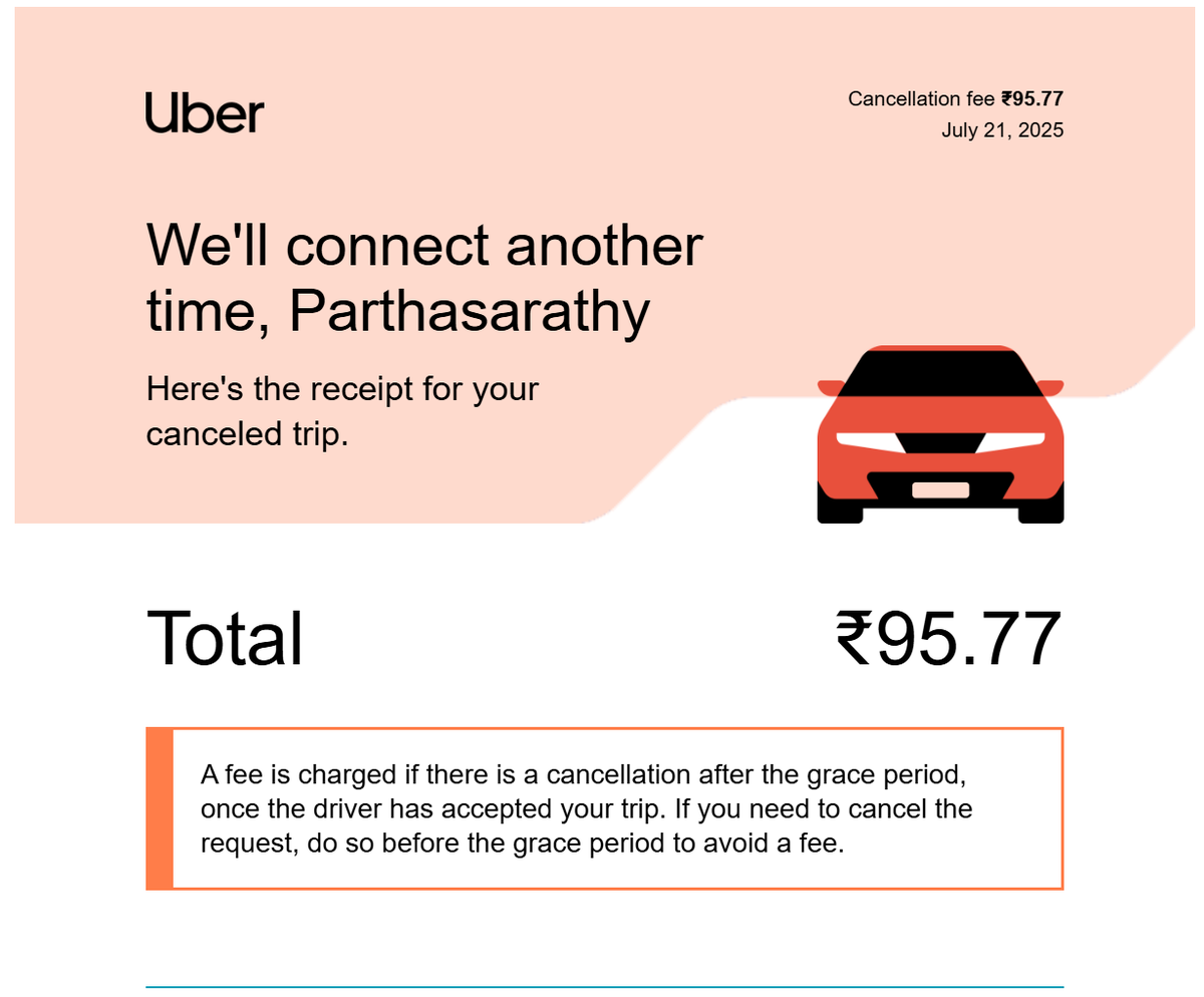 partha2404's tweet photo. @Uber_India This charge is legit and should be applied to passenger cancelling after some time after driver has accepted the ride. But is there a compensation mechanism when driver accepts the ride and cancels it last moment making passenger late? https://t.co/1CkOYCAmiD