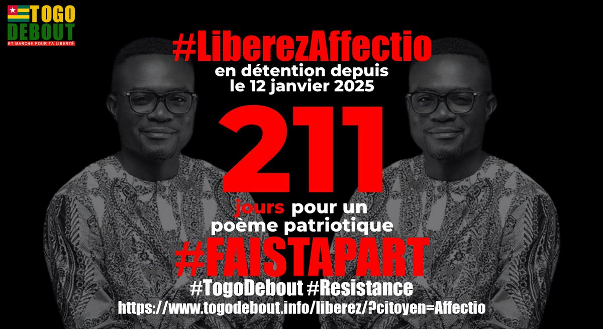 Libérez Affectio / Free Affectio togodebout.info/liberez/?citoy…

#LiberezAffectio #FreeAffectio #FreeTogo #TogoDebout #FaureMustGo