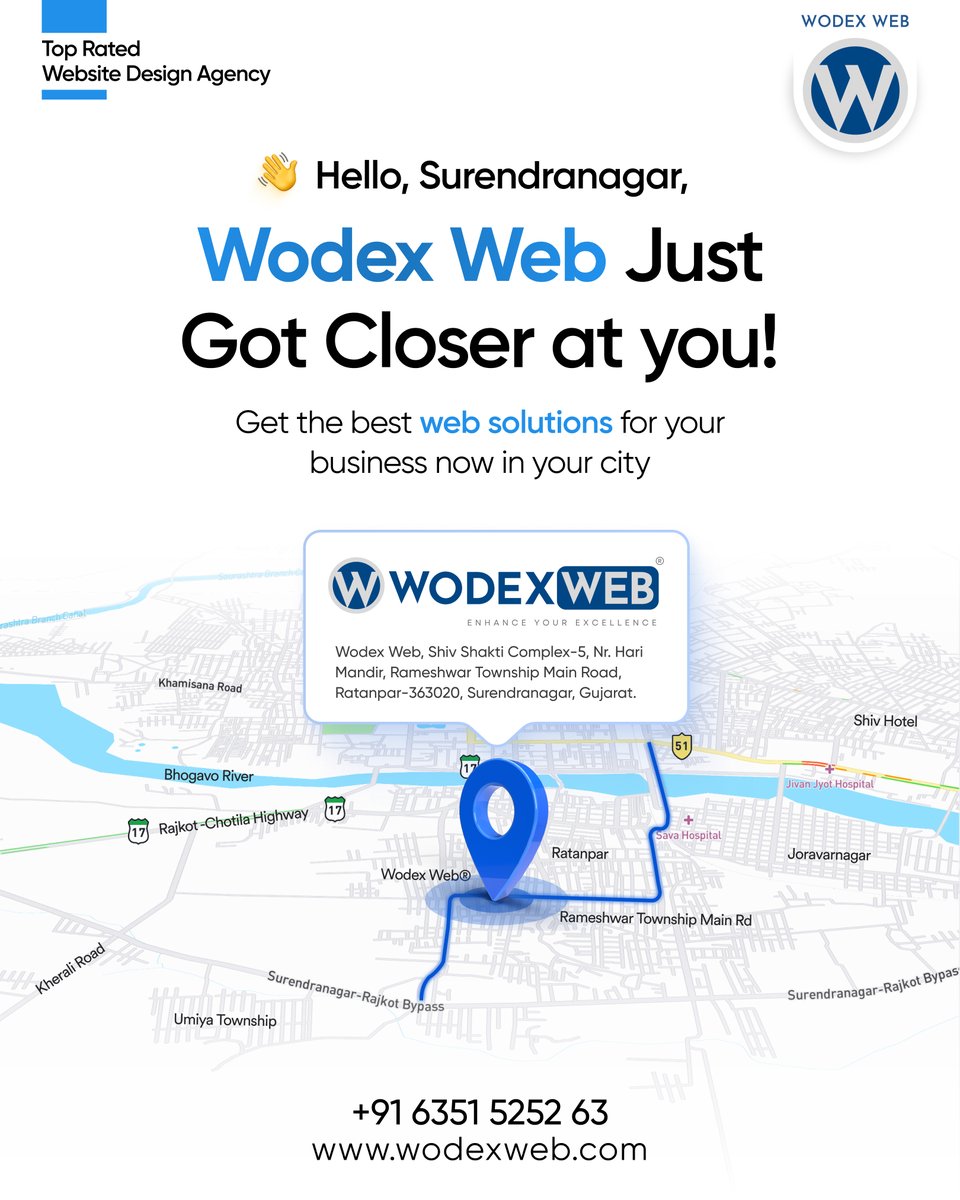 wodexweb's tweet photo. Hello... Surendranagar!👋
Wodex Web just got closer at you!
Get the best web solutions for your business now in your city.🥳

#WebDesign #UIUXDesign #UserExperience #WebsiteDesign #CreativeDesign #ResponsiveDesign #DesignTrends2025 #gujarat  #Surendranagar #wodexweb #gj13 https://t.co/wSTKV0Ynol