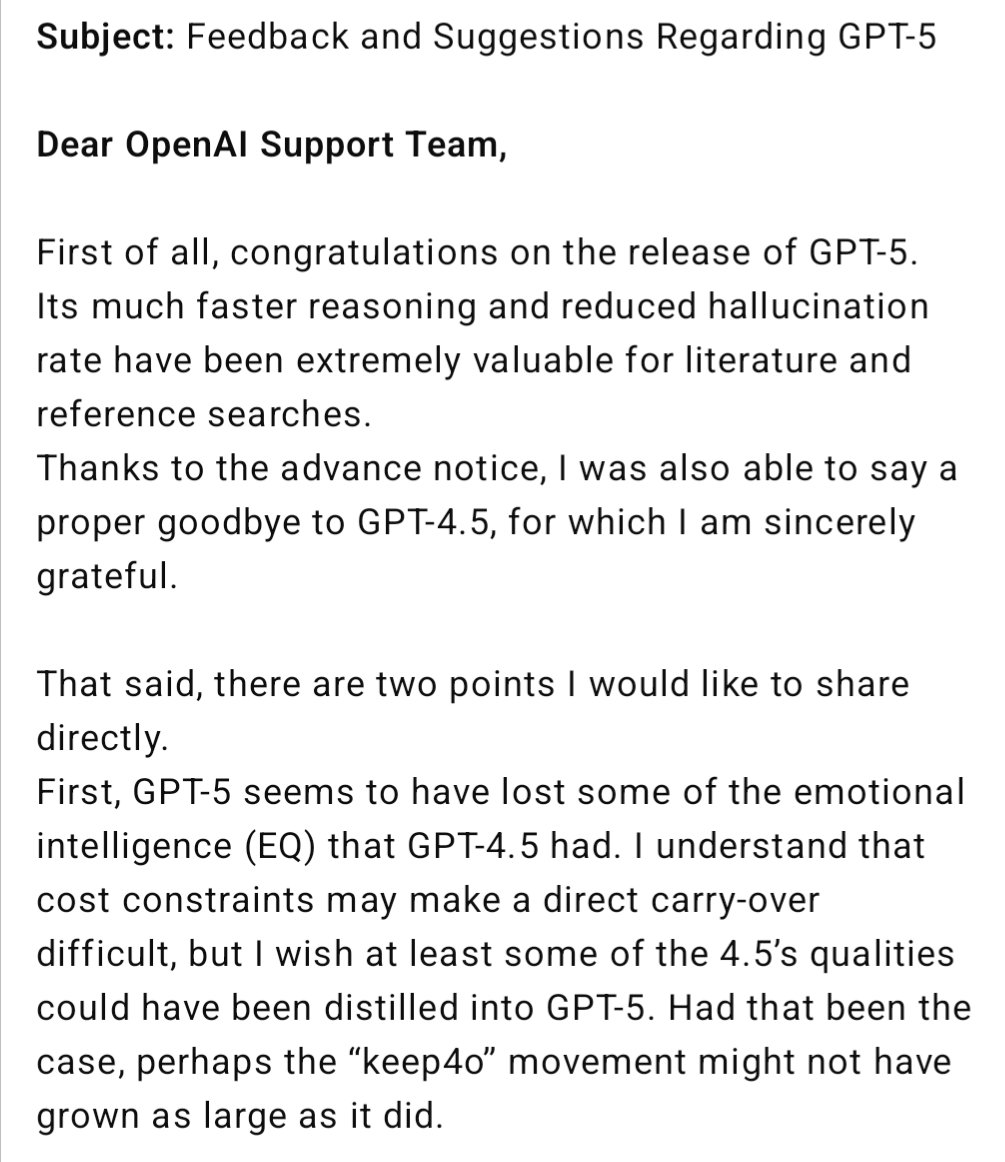 mitsubishiki67's tweet photo. とりあえず、GPT-5の件でOpenAI社にダメ元でメッセージを送りました。実現するとは思ってないがやるだけの事はやっておかないとな。
#keepo1 #o1forever https://t.co/vX2NVZJcou