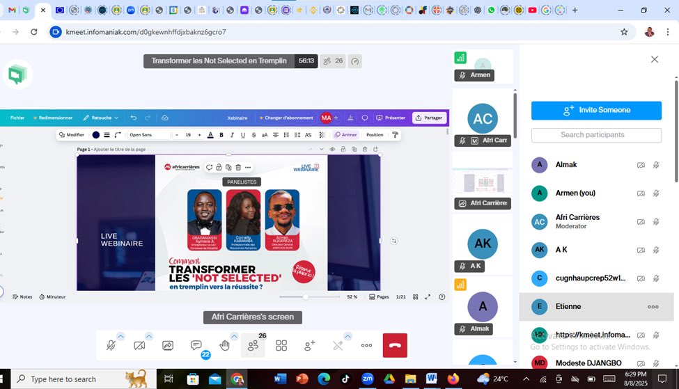 AdifeveaWorld's tweet photo. #Webinar : the Managing Director was honored to speak as a panelist at the webinar on transforming rejections into opportunities.

Patience, humility &amp; the right circle are key to turning every "No" into a foundation for success.

#ADIFEVEAWord #YouthLeadership #AfricaCarrières https://t.co/3RpJhiCHuV