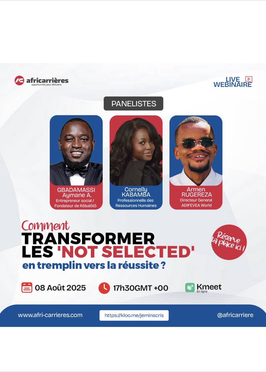 AdifeveaWorld's tweet photo. #Webinar : the Managing Director was honored to speak as a panelist at the webinar on transforming rejections into opportunities.

Patience, humility &amp; the right circle are key to turning every "No" into a foundation for success.

#ADIFEVEAWord #YouthLeadership #AfricaCarrières https://t.co/3RpJhiCHuV