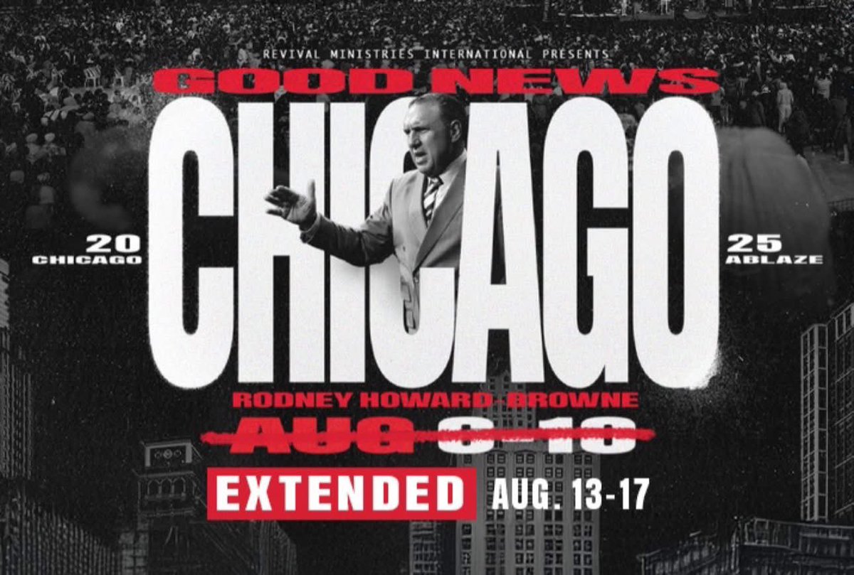 American Citizen 🇺🇸 (@realtalkstruth) on Twitter photo 🔥 GOOD NEWS CHICAGO ISN’T OVER! 🔥
We’ve been extended — don’t miss it!🚨
God’s moving in Chicago — be there! 🏙️
Thank you Pastor <a href="/rhowardbrowne/">Rodney Howard-Browne</a>. 🙏 🔥 GOOD NEWS CHICAGO ISN’T OVER! 🔥
We’ve been extended — don’t miss it!🚨
God’s moving in Chicago — be there! 🏙️
Thank you Pastor <a href="/rhowardbrowne/">Rodney Howard-Browne</a>. 🙏