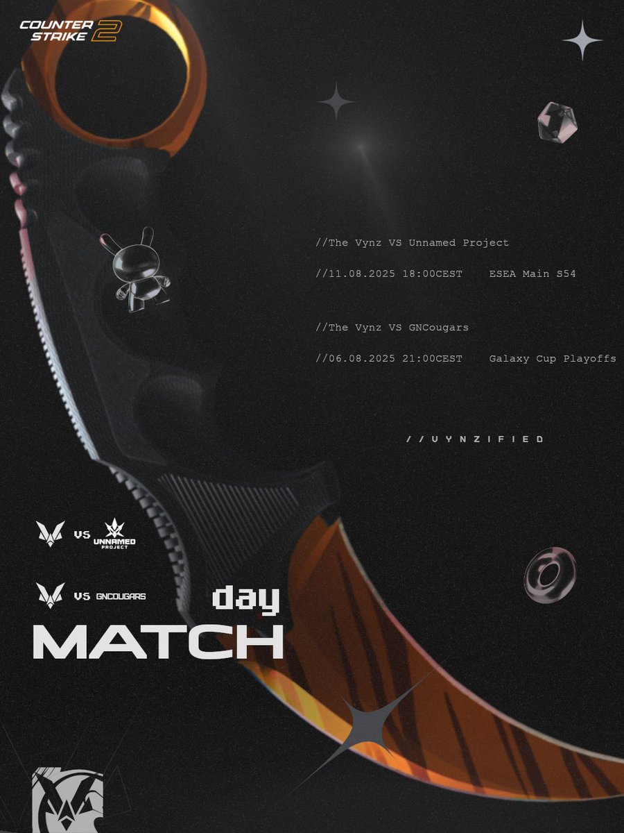 Vynzified's tweet photo. 🇬🇧 High stakes tonight
18:00 CEST - ESEA Main vs #UnnamedProject
21:00 CEST - fight for the LAN spot at Galaxy Cup vs #GNCougars
🇵🇱 Dziś mamy o co walczyć
18:00 CEST - ESEA Main vs #UnnamedProject
21:00 CEST - walka o LAN-a Galaxy Cup vs #GNCougars
Let’s #Vynzified them⚡ https://t.co/3DNPMmRn18