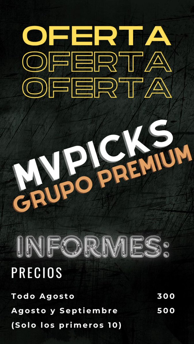 MVPickss's tweet image. 🚨 MVPicks Premium ya es una realidad 🚨

📊 Resultados diarios
📈 Control semanal
💵 Balance total

Hoy abrimos cupos con promo especial 👀💥
El FREE seguirá con picks, pero no todos.

💥Apuesta con inteligencia. Gana con consistencia.💥

Si quieres ver nuestro control manda DM.