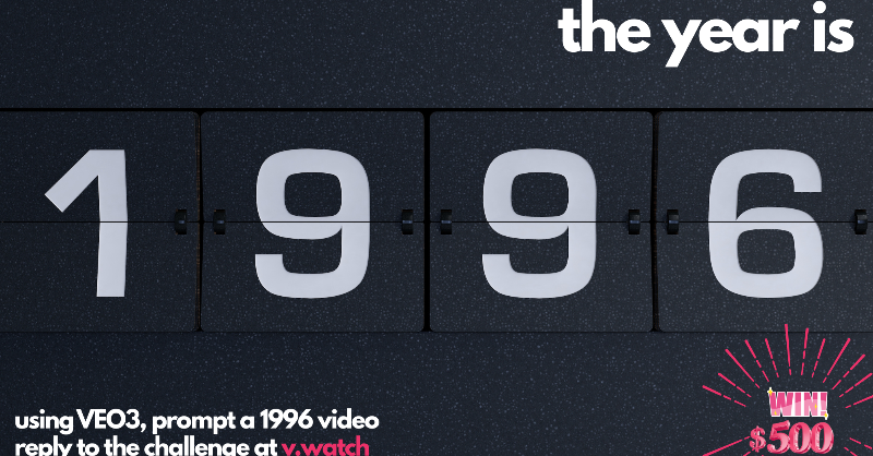 lobbyrooms's tweet photo. 🚨 $500 AI VIDEO CHALLENGE 
Can you nail the vibe of 1996? 
Prompt it. Submit it. Win $500