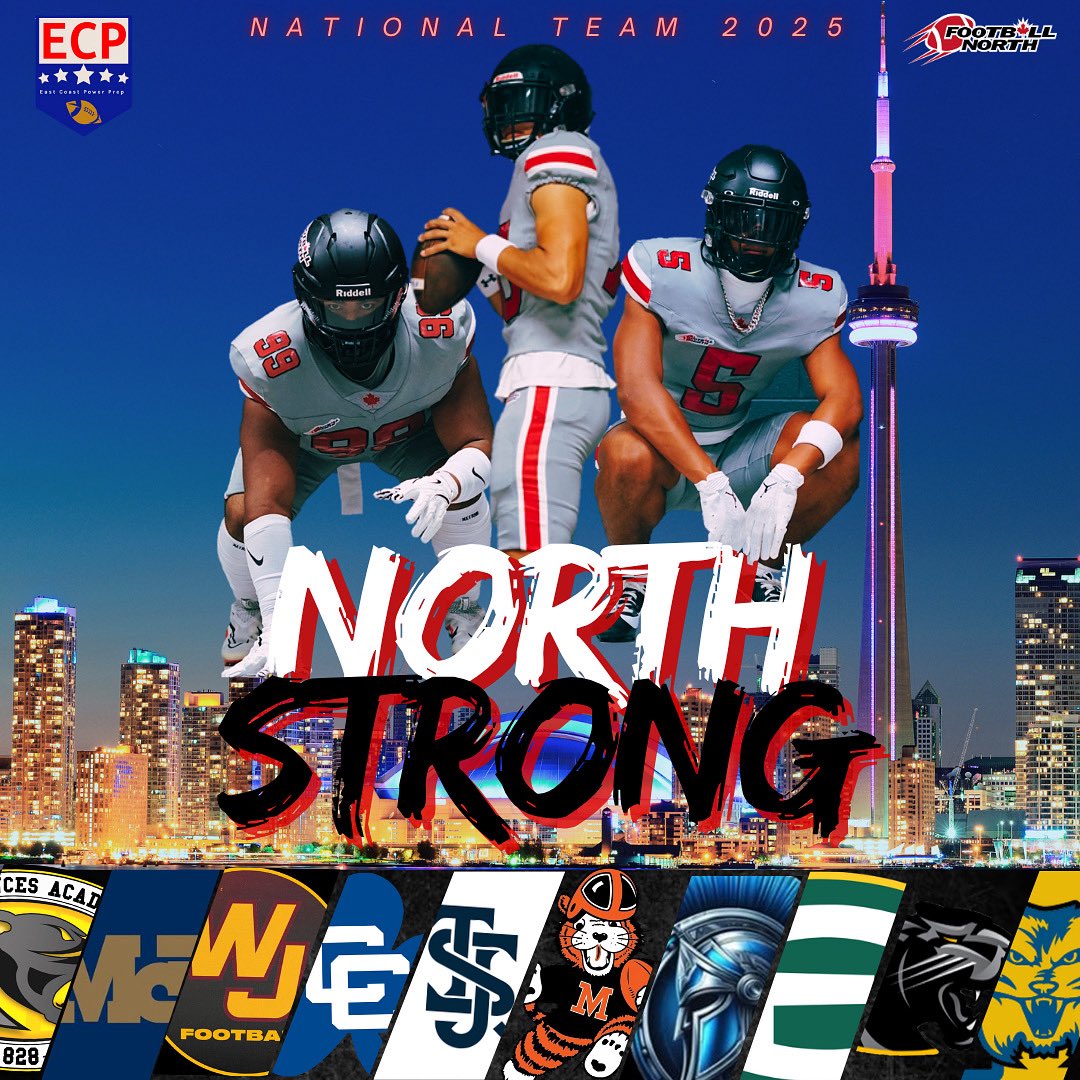 2025 NATIONAL TEAM SCHEDULE 🇨🇦🇺🇸

W1 / 8-15 / St. Frances Academy National 
#5 Ranked team in the U.S - #1 in Maryland

W2 / 8-23 / Bishop McDevitt Crusaders (York Rose Bowl)
#4 Ranked team in Pennsylvania 

W3 / 9-5 / Walsh Jesuit Warriors 
#19 Ranked team in Ohio

⬇️….