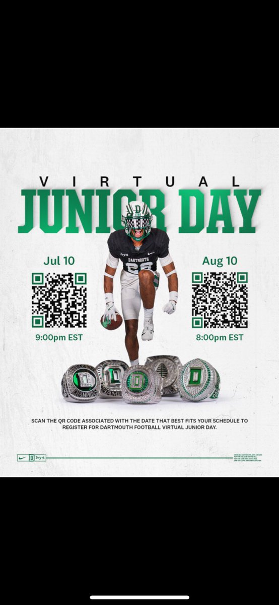 I want to thank Coach S.McCorkle <a href="/dartmouth/">Dartmouth 🌲</a> and <a href="/DartmouthFTBL/">Dartmouth Football</a> for invitingme to participate in their virtual Junior Day. I had a great time learning more about your school and football program. what an honor.@CoaHenzmann <a href="/CoachJakeOwens9/">Jake Owens</a>