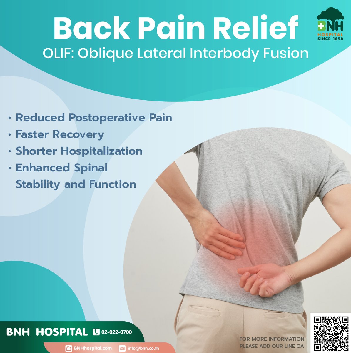 bnhhospital's tweet photo. 🏥 OLIF (Oblique Lateral Interbody Fusion) – A modern solution to back pain.
✅ Higher success rates
✅ Shorter recovery time
✅ Less muscle disruption

Don’t let back pain hold you back!
#SpineHealth #BackPainRelief #BNHHospital

👉 Contact us: https://t.co/WJNVqquzPw https://t.co/qKLxFEqWHZ