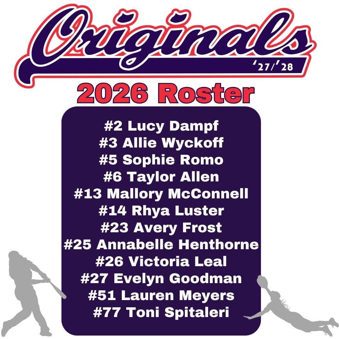 We are thrilled to announce our 2026 season roster! We are excited for this team to compete!

First - high school ball! Good luck to all our players starting high school tryouts/practices tomorrow! Your ⭕️s are rooting for you!