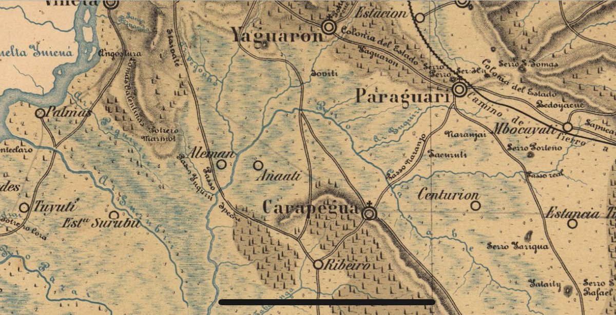 CARAPEGUÁ: Un señor me contó una versión desconocida del origen etimológico de Carapeguá, usualmente ligado a "karapé" (bajo). Su padre (n. 1886), natural de Ybycuí, decía que sus abuelos (n. ~s. XIX) aseguraban que el nombre de la ciudad (Carapeguá) es un síncope de Caraí Rapé