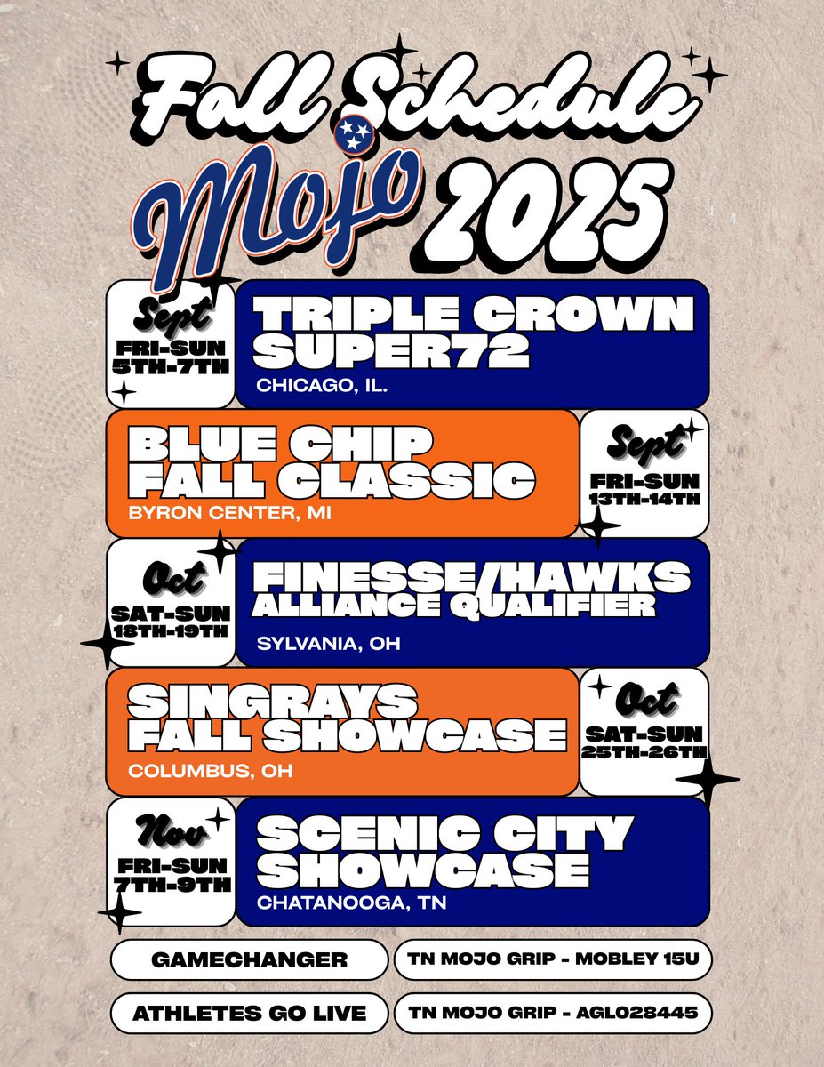 The wait is over!We're excited to announce our official schedule for the upcoming fall season. We've got a great lineup of college showcases, and we're ready to make this our best season yet. Come out and support the team! 💙📷 🧡