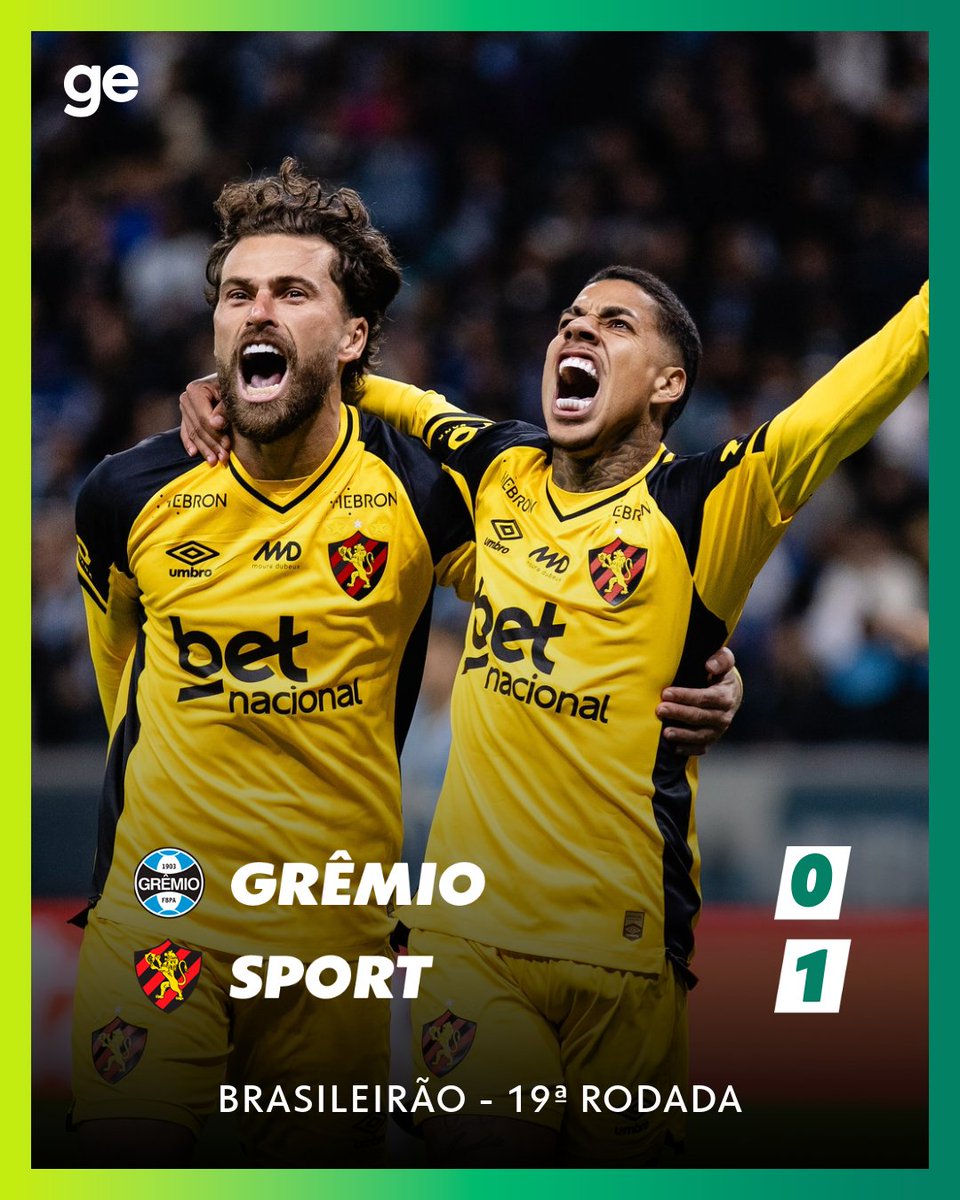 geglobo's tweet photo. 🦁🦁🦁 Sport bate o Grêmio fora de casa e conquista a primeira vitória no Brasileirão 2025! Matheusinho fez o gol da partida.

Com o resultado, o Sport segue na lanterna, mas agora com nove pontos em 17 jogos.

▶️ Veja como foi: https://t.co/fiu0gFJLFt

📸 Paulo Paiva/Sport https://t.co/RzNrg5cktm