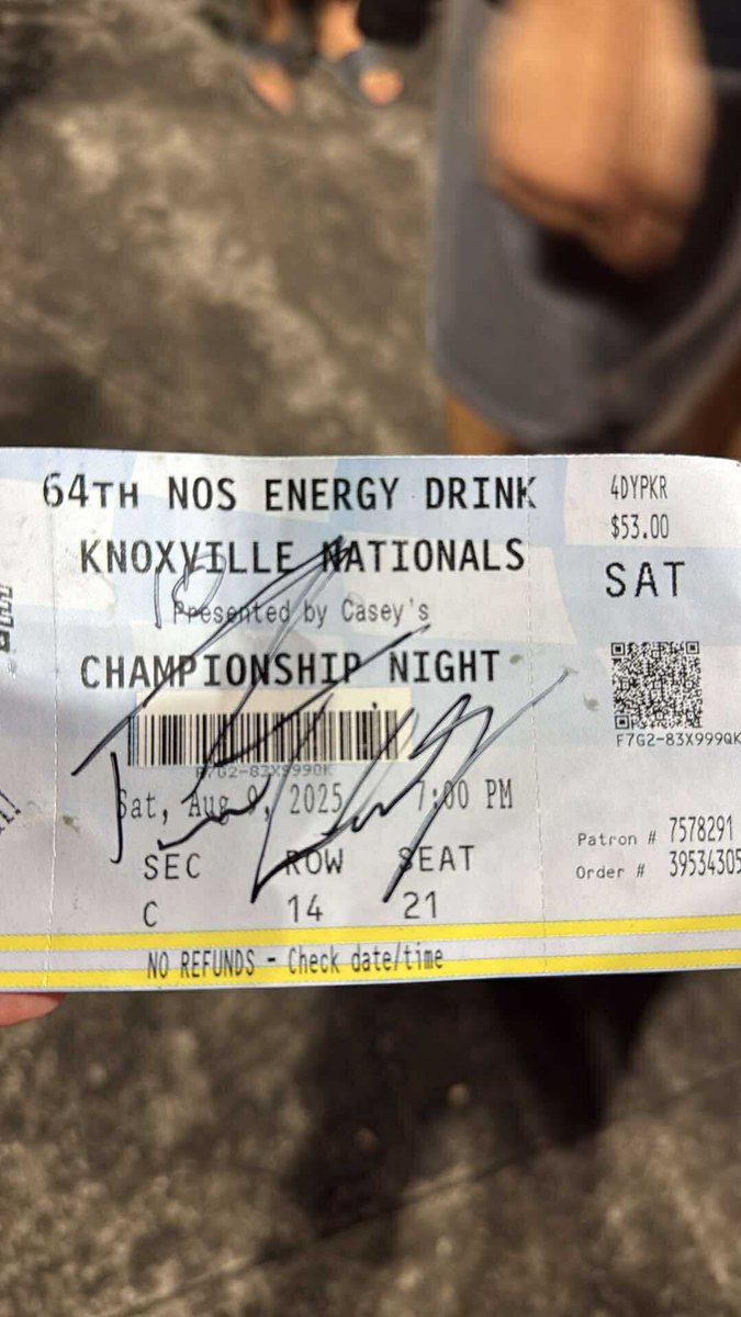pee_wee20's tweet photo. @RyanTimms_5T here is your ticket added to the @knoxvilleraces National Champion collection. Congratulations, hope you got some use out of the sharpie. Thank you https://t.co/JCmaRHAIPt