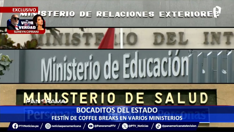 PanoramaPTV's tweet photo. 🔴#AHORA EN #PANORAMA | #EXCLUSIVO: BOCADITOS DEL ESTADO. FESTÍN DE COFFEE BREAKS EN VARIOS MINISTERIOS.  📷 Ver en directo: https://t.co/P4bLbuM8cU https://t.co/7d0BkntSKz