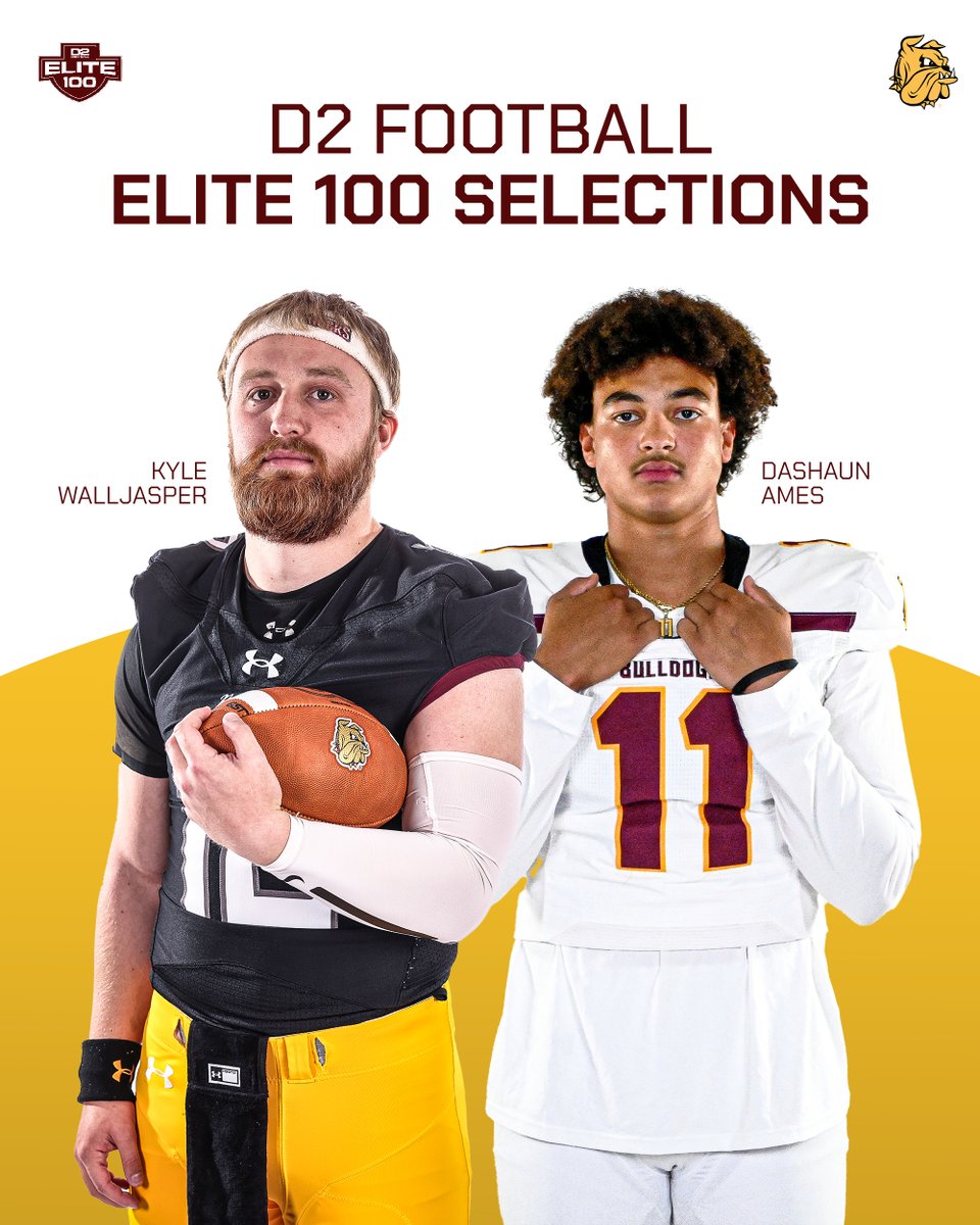 Walljasper and Ames Selected to the D2Football Elite 100 Watch List

More on Walljasper and Ames: umdbulldogs.com/news/2025/8/10…