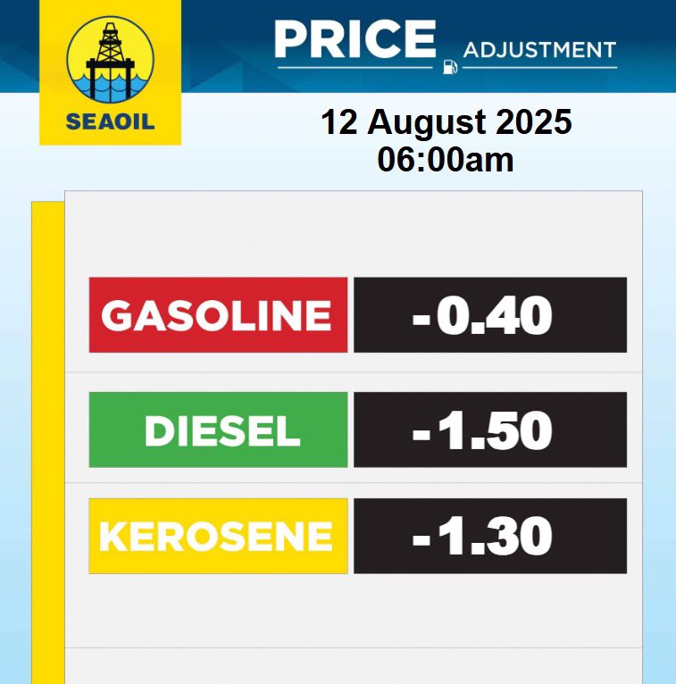 #PriceAdjustment effective 12 August 2025