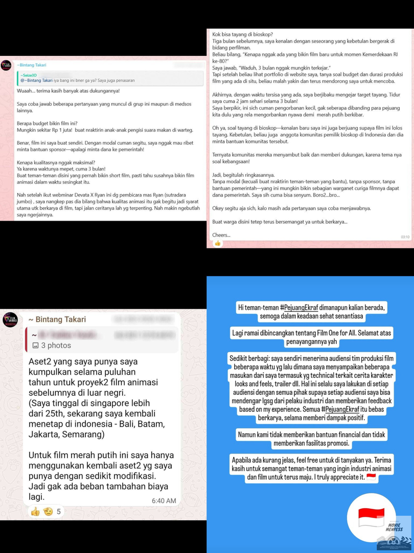 moviemnfs's tweet image. Nemu dr grup animasi di Fb &amp;amp; terungkap fakta² baru ttg mvs MERAH PUTIH: ONE FOR ALL:

- Bujetnya cuma Rp1jt! Bukan 6 M.
Habis buat makan bareng di warteg
- Terinspirasi Jumbo
- Bisa tayang di bioskop krn org dalam
- Aset animasi lama yg dipakai
- Pemerintah gak ikut mendanai