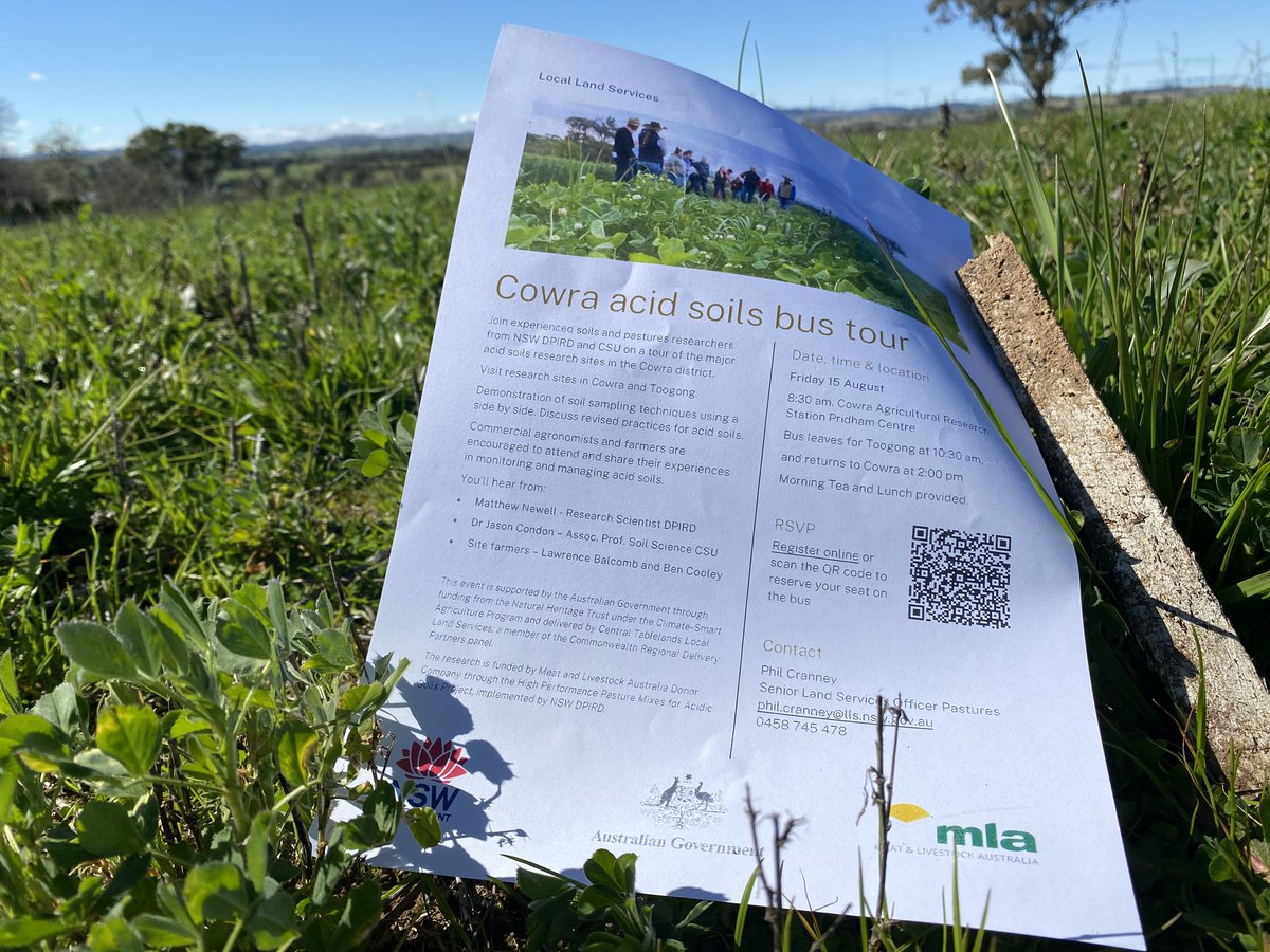 Cowra Acid Soils <a href="/NSWDPI_Pastures/">NSW Pastures</a> research update &amp; bus tour to Toogong <a href="/lawbal44/">Lawrence Balcomb</a> to see first hand the pasture responses to lime treatments, see you this Friday