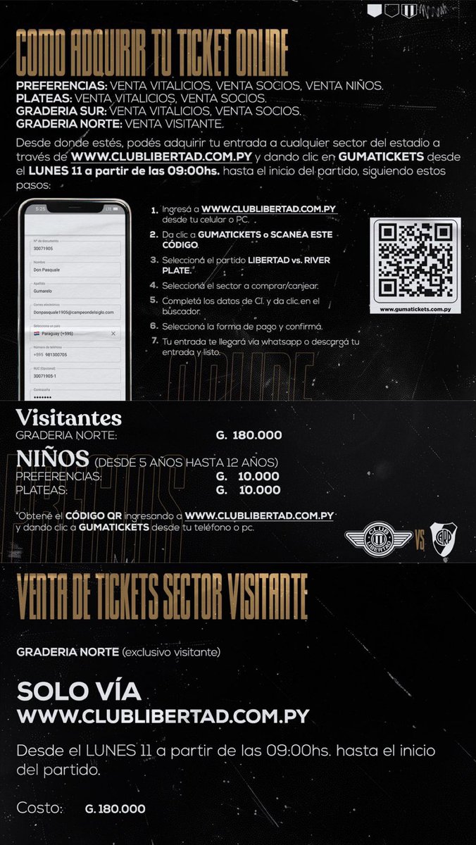 Libertad está anunciando que este lunes a las 9AM se venderán entradas para los hinchas de River de manera online.

Hay que ver si serán más tickets de los que ya se compraron por RiverID.