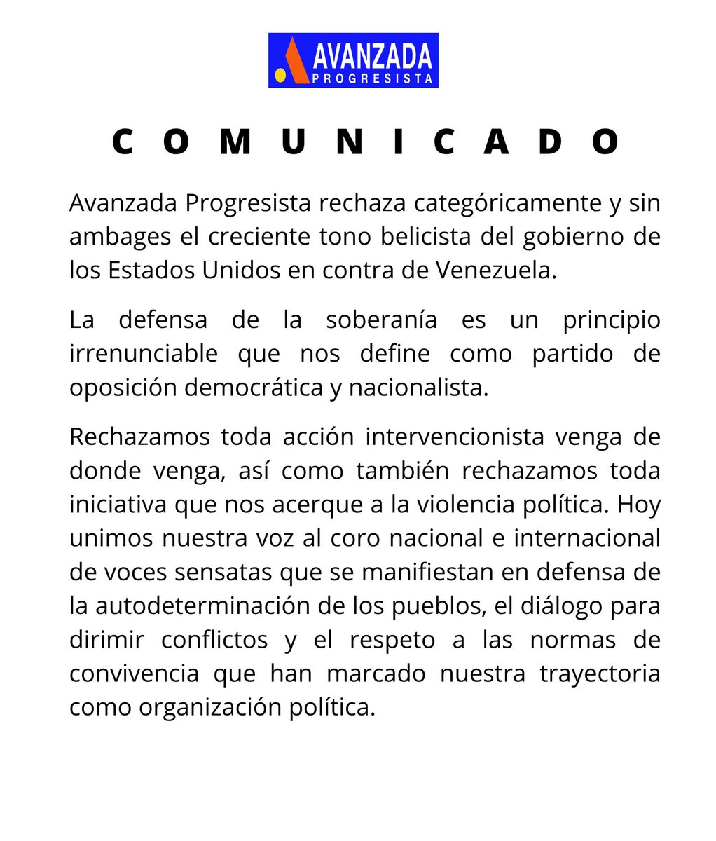 AProgresistaVE's tweet image. #10agosto|    C O M U N I C A D O
AVANZADA PROGRESISTA