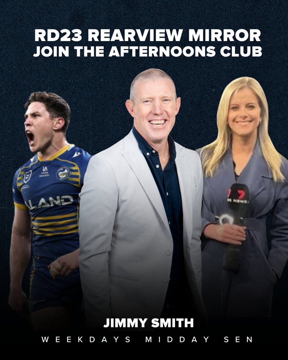 Jimmy Smith Show (@jimmysmithsen) on Twitter photo REARVIEW MIRROR
A big Monday after a wild and wooly weekend of football with <a href="/ThatJimmySmith/">Jimmy Smith π¦πΊ</a>.
- Your Calls - 1300 01 1170
- <a href="/7Sport/">7Sport</a>'s Jelisa Apps
- <a href="/fifthnlast/">Fifth and Last NRL Podcast</a>'s Lewis Shepperd
Come join the Afternoons Club from Midday!
LISTEN π bit.ly/3IK3nar REARVIEW MIRROR
A big Monday after a wild and wooly weekend of football with <a href="/ThatJimmySmith/">Jimmy Smith π¦πΊ</a>.
- Your Calls - 1300 01 1170
- <a href="/7Sport/">7Sport</a>'s Jelisa Apps
- <a href="/fifthnlast/">Fifth and Last NRL Podcast</a>'s Lewis Shepperd
Come join the Afternoons Club from Midday!
LISTEN π bit.ly/3IK3nar