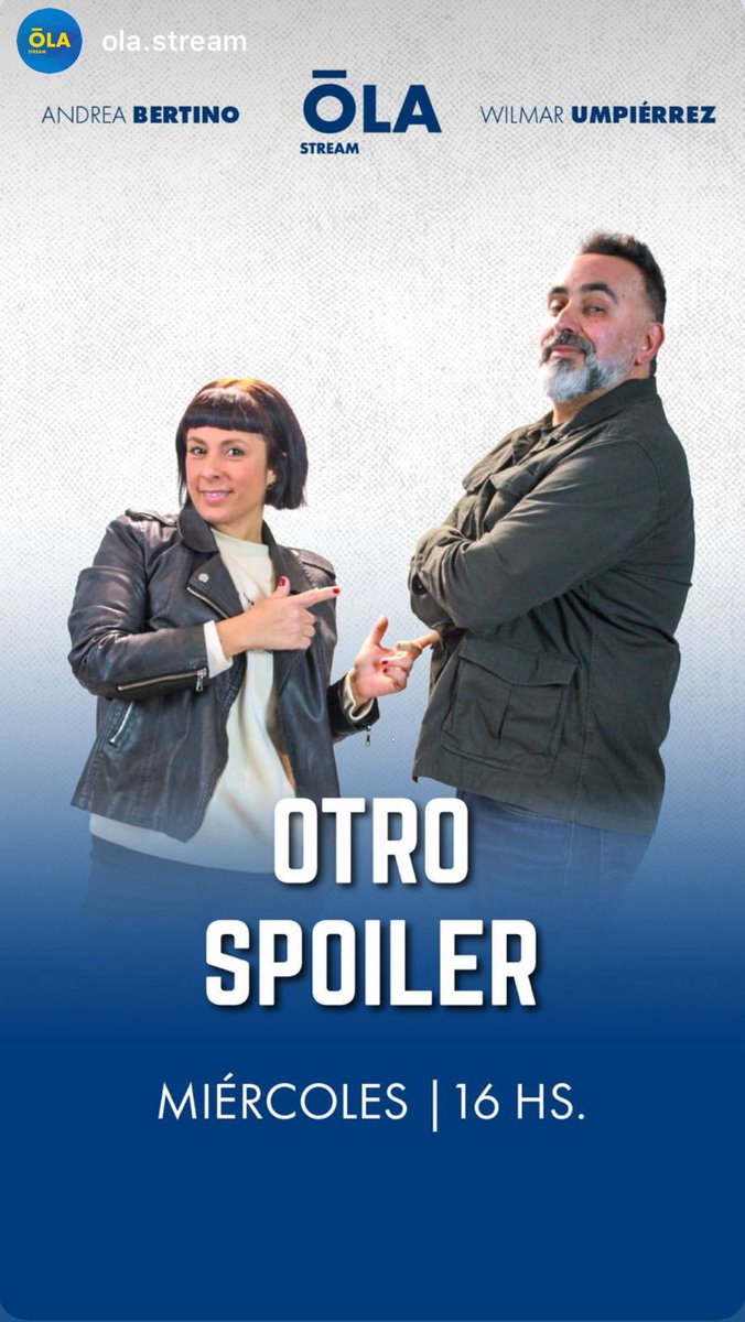 🚨 Momento chivo del domingo 🚨 

El miércoles 13/08 a las 16hs empezamos con  @otro_spoiler en OLA, el stream de <a href="/Oceano939/">Océano</a>. 

📌 De que vamos? Grilla y recomendaciones de cine, series, entrevistas y cultura. 🎬 
📌 Donde? Por <a href="/ola/">Ola Okelola</a>.stream 🌊

🔗 youtube.com/@olastreamocea…