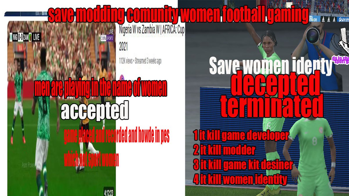 inderpal2928's tweet photo. 🚨 Save Modding in Women’s Football Gaming! 🚨
Men playing as women in PES are accepted.
Real women in FIFA gameplay are terminated.
❌ This destroys:1️⃣ Game devs 2️⃣ Modders
3️⃣ Kit designers 4️⃣ Women’s football identity
@TeamYouTube #SaveModdingCommunity #WomensFootballGaming https://t.co/2rNAnshcYh