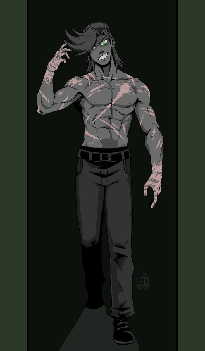 Art_That_ROX's tweet photo. "Violence is not my policy, but..."
Hey! More headcanon stuff! I noticed that with his design, he's almost always covered up, with no skin showing but his face, so I headcanon that he covered in scars, especially on his hands, hance the gloves...

#yugioh5ds #ygo5ds https://t.co/CHvVwL4zFv