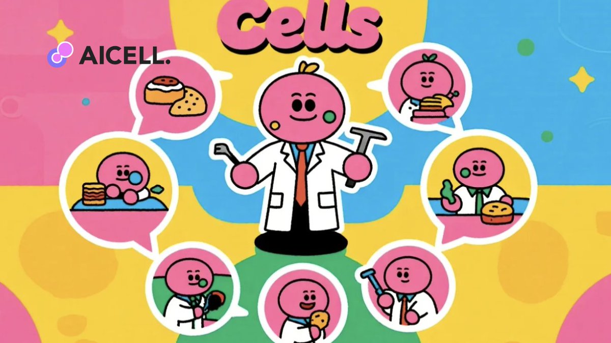 AICell_World's tweet photo. When one Cell giggles, we all giggle. When one Cell builds, we all build. When one Cell snacks… well, we all want snacks. 🧪💛
$AICell https://t.co/9x1FTxkhdR