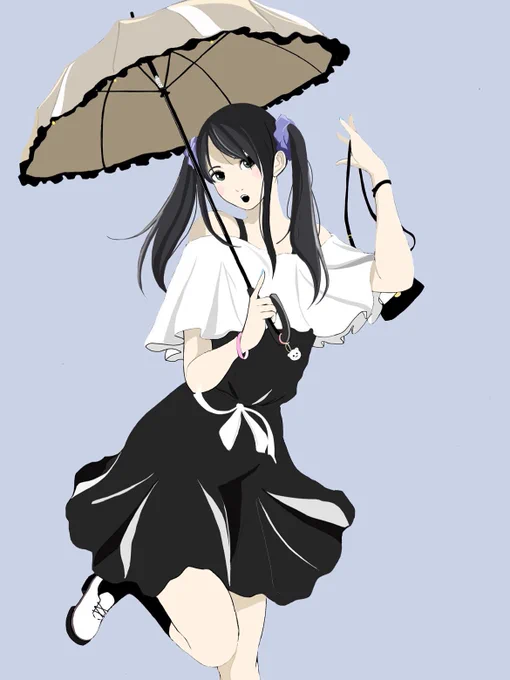 傘とツインテール