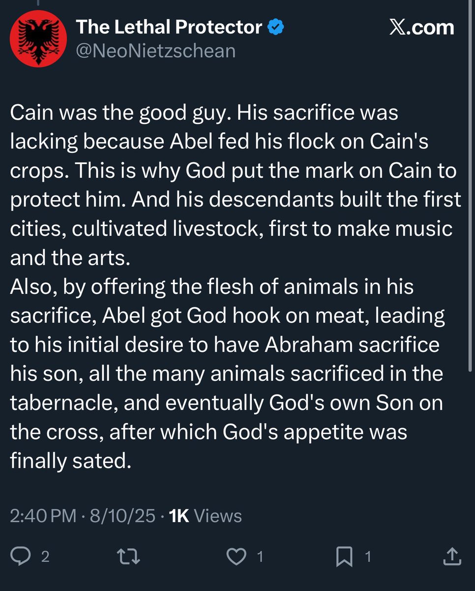 Example 10192832 of why lacking a living authority to adjudicate scriptural interpretation leads to schizophrenic takes.