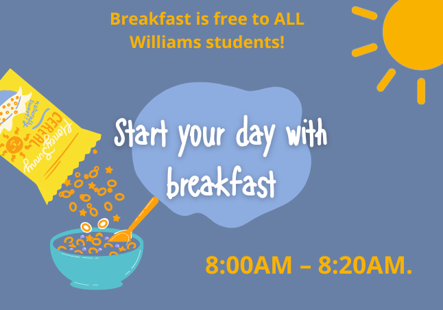 WilliamsMiddleMagnetIB (@williamsibmyp) on Twitter photo Free breakfast is available to all Williams students from 8-8:20 AM daily hillsboroughschools.org/o/williams/art… Free breakfast is available to all Williams students from 8-8:20 AM daily hillsboroughschools.org/o/williams/art…