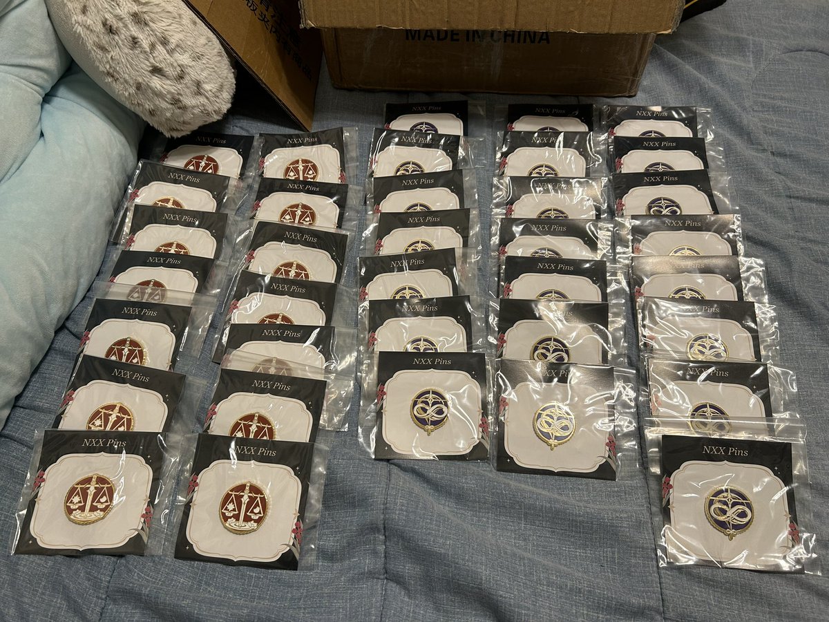 TearsofWeenis's tweet photo. The shipment of the NXX collar pins and insignia pins by @vixiiiart have arrived in the US! https://t.co/e1glEAx8Kb