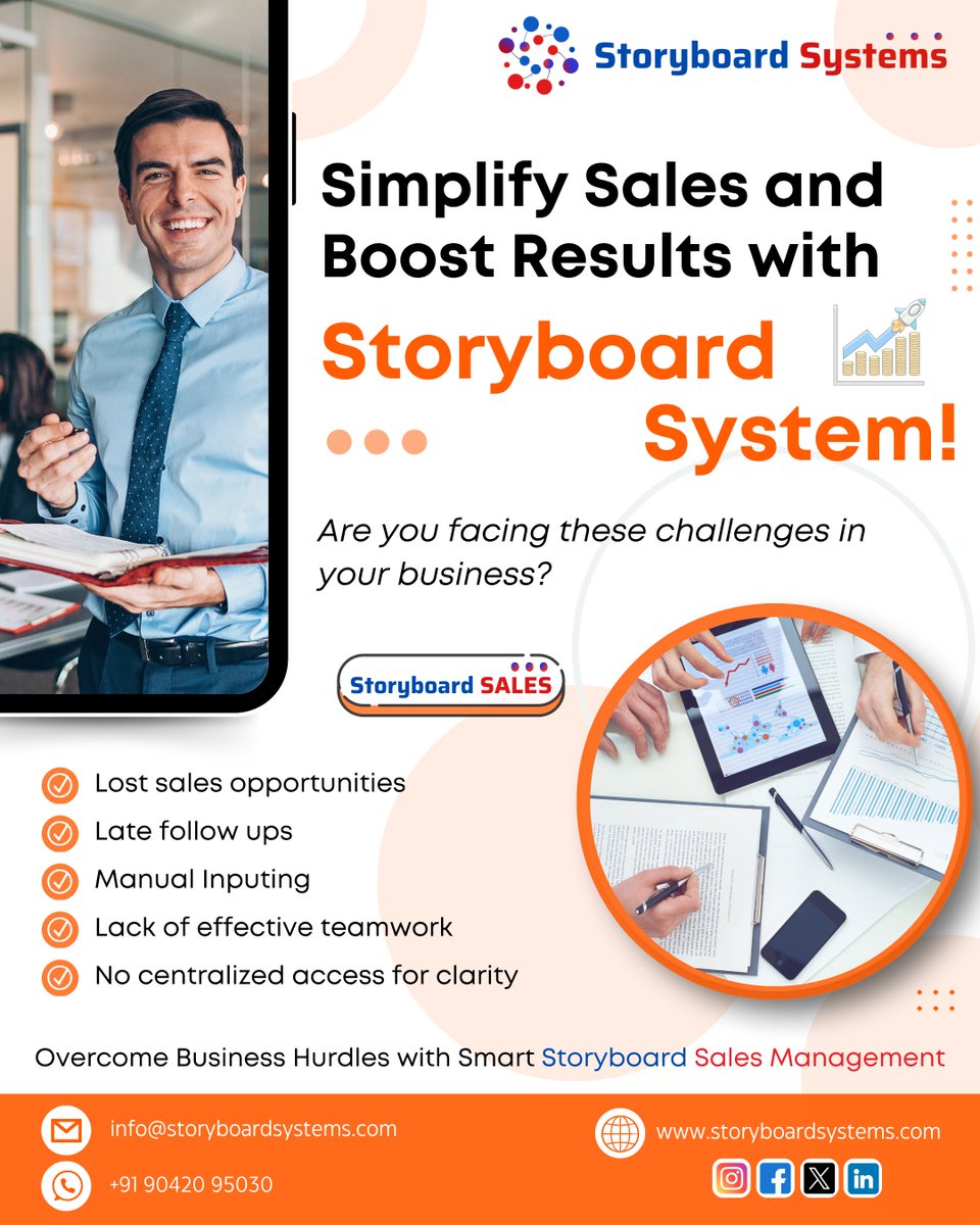vcidex's tweet photo. 🚀 Turn missed opportunities into Sales wins!
Struggling with late follow-ups, manual data entry, or scattered information?

🌐 https://t.co/Mt2wTtzA89 | 📩 info@storyboardsystems.com
📞 +91 90420 95030

#salesmanagement #boostyoursales #businessgrowth #storyboardsystems #sales https://t.co/xMfSB5xArs