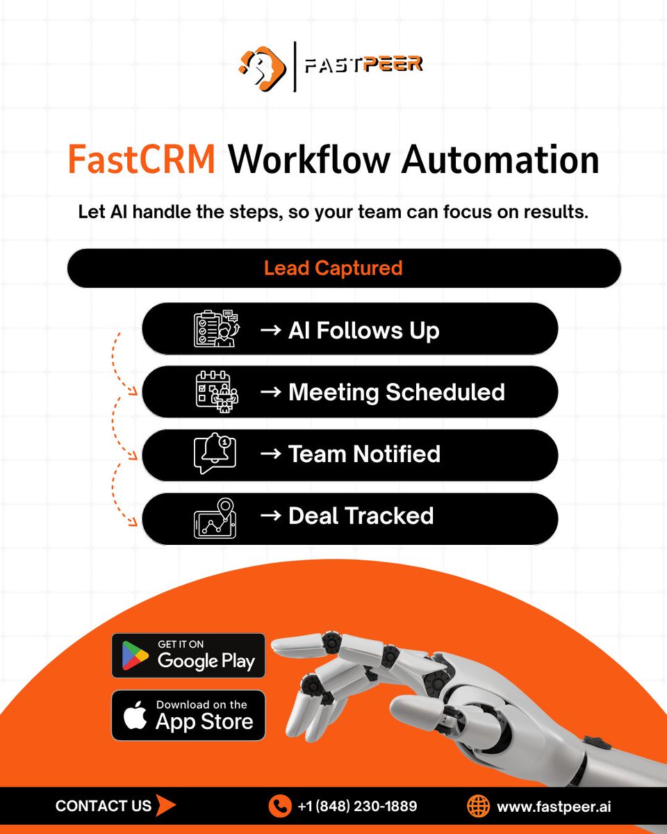 FastpeerAI's tweet image. Too many tools. Too many missed follow-ups.

FastCRM simplifies your entire sales process with everything in one place.

Here’s how it works:
 ✔️ Capture leads from web, phone, and email
 ✔️ AI follows up immediately, so nothing slips through
 ✔️ Meetings are booked based on…