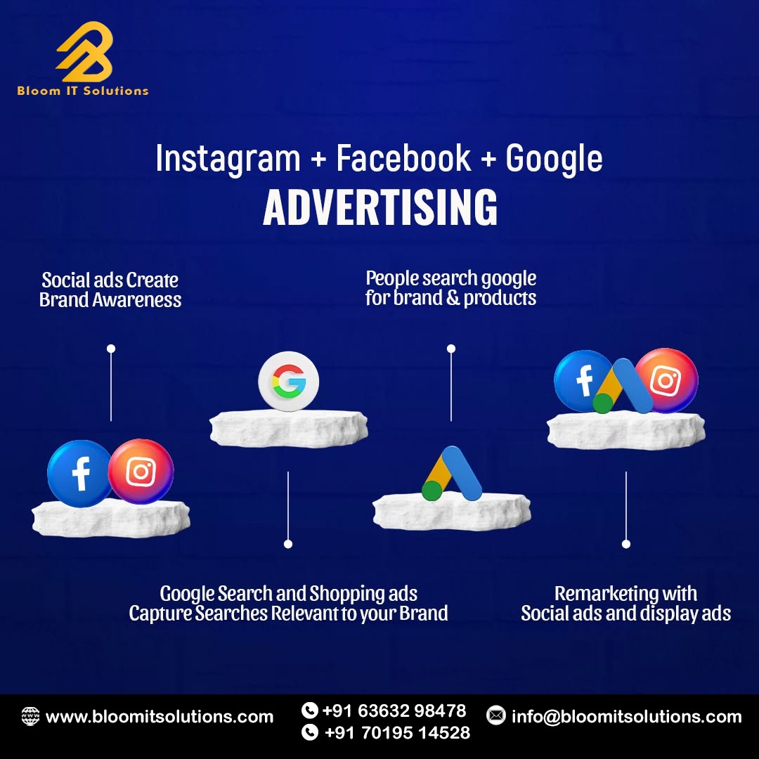 Bloomsolution's tweet photo. "Boost your business with Instagram, Facebook &amp; Google Ads 🚀 Reach more, engage better, and grow faster with Bloom IT Solutions!" https://t.co/KC5uGiouWh