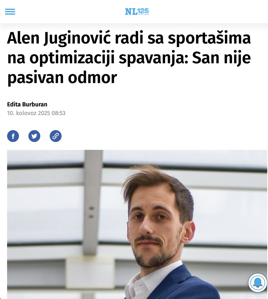 AlenJuginovic's tweet photo. It was a great pleasure to take part in an interview for Novi list, where I emphasized that #sleep is not passive rest, but an active phase that, when optimized, enables #athletes to recover quicker and perform better.

https://t.co/I7wTkFzd9s https://t.co/UQCDKqEnLb