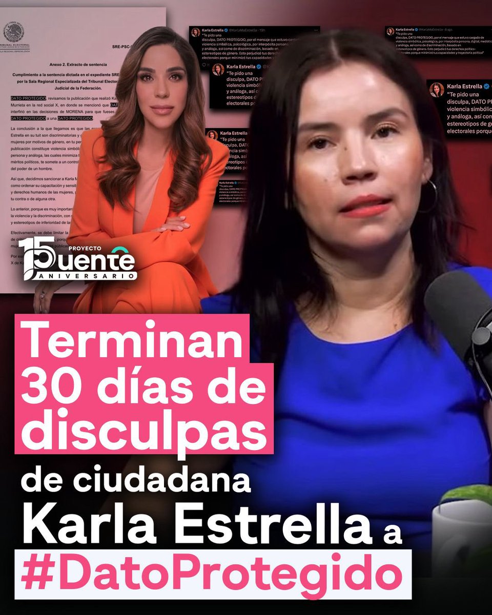 Luis Alberto Medina (@elalbertomedina) on Twitter photo Hoy finaliza la humillación pública nacional contra una ciudadana en Hermosillo...
Hoy terminaron los 30 días de disculpas de <a href="/KarlaMaEstrella/">Karla Estrella</a> a <a href="/DianaKarinaBa/">Diana Karina Barreras</a>
Pero continúan humillaciones en Campeche y otras partes de México contra periodistas y críticos de políticos. Hoy finaliza la humillación pública nacional contra una ciudadana en Hermosillo...
Hoy terminaron los 30 días de disculpas de <a href="/KarlaMaEstrella/">Karla Estrella</a> a <a href="/DianaKarinaBa/">Diana Karina Barreras</a>
Pero continúan humillaciones en Campeche y otras partes de México contra periodistas y críticos de políticos.