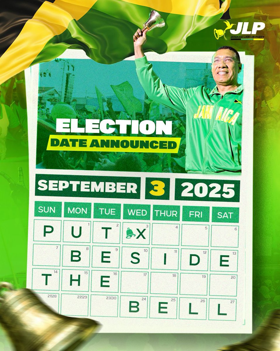 #ChooseJamaica The Prime Minister has announced the election date. Jamaicans will go to the polls on September 3, 2025. #DoingMoreForYou