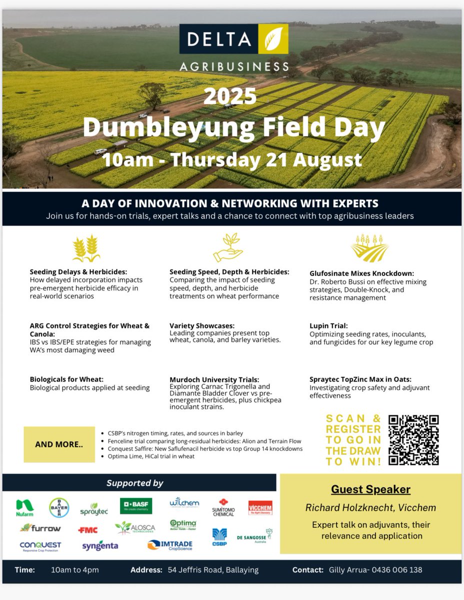 Next week I’ll be in Western Australia to present at the Delta Dumbleyung Field Day to talk about VicChem adjuvants including product choice and efficacy implications for spray water quality management. To find out more about HASTEN &amp; OUTRIGHT 770 head to vicchem.com