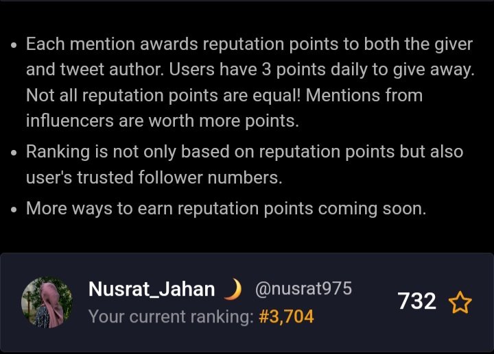 🌟 Level Up Your Reputation! 🌟
💬 Mention someone → You BOTH earn points <a href="/GiveRep/">GiveRep</a>
🔥 Influencer mentions = Bonus Points
📈 Rank = Reputation + Trusted Followers
⚡ New ways to earn… Coming Soon!

🏆 My Score: 732 | Rank: #3,704
#GiveRep #Web3 #CryptoCommunity #SocialPoints