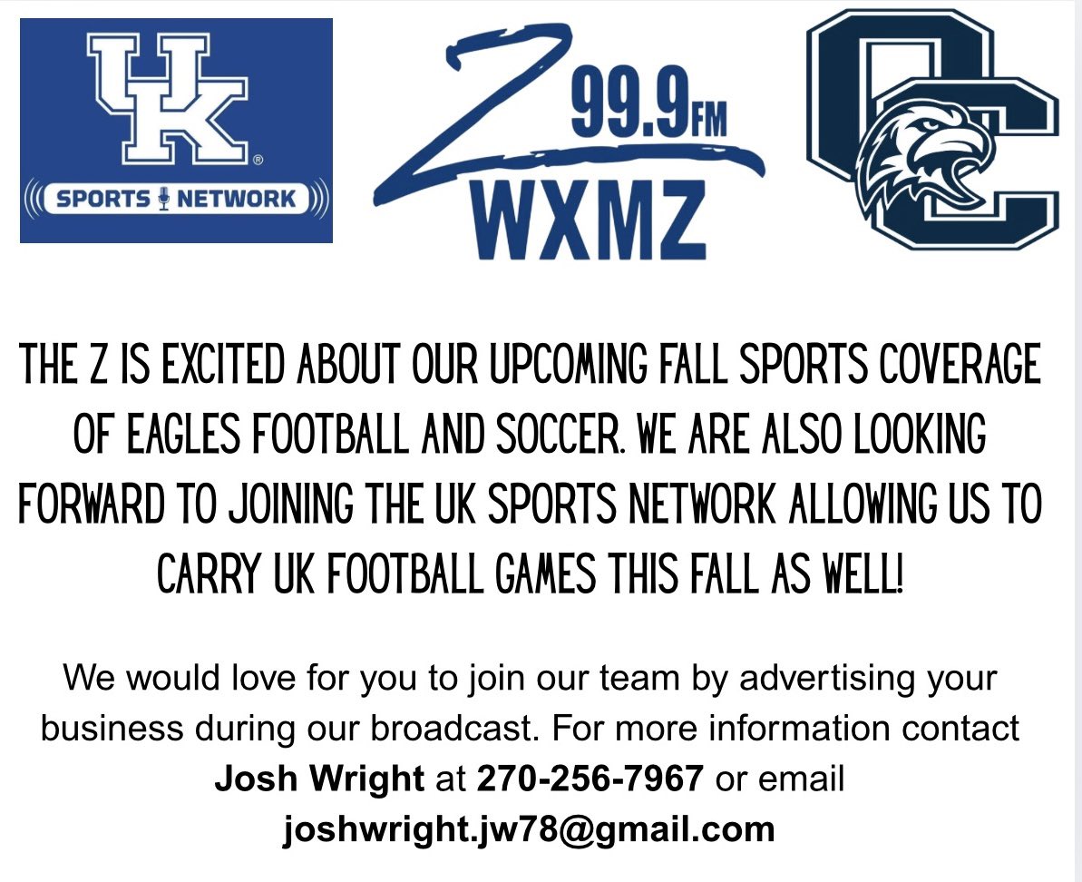 Contact me if interested in advertising on <a href="/WXMX999/">WXMX</a>  <a href="/OhioCountyHS/">Ohio County HS</a>